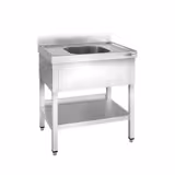 Stół ze zlewem PREMIUM - 800x600x970mm - z półką - 1-komorowy komora pośrodku skręcany