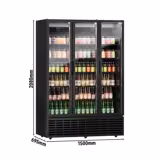 Frigider pentru băuturi - 1.500 litri - 3 uși din sticlă batante - temperatură +1/+9 °C - negru - 1.500 mm