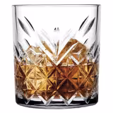 (24 pieces) Timeless Whisky Tumblers 345 ml – Clear - Cut-glass pattern - Height 96.5 mm