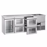 Comptoir de bar réfrigéré PREMIUM - 2500x700mm - 1 porte vitrée & 4 tiroirs en verre