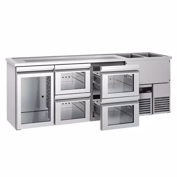 Bierkoeling PREMIUM - 2500x700mm - 1 glazen deur & 4 laden