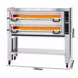 Four à pizza électrique Power – 9+9 x 34 cm – Digital – incl. hotte, support inférieur et roulettes