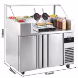 Commercial Saladette Prep Counter - 1210x700mm - 2 Doors - for 9x GN 1/6 - incl. Waffle maker