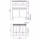 Free Standing Gas Twin Tank Fryer - 15+15 litres - 25.4kW - Manual - with drain tap