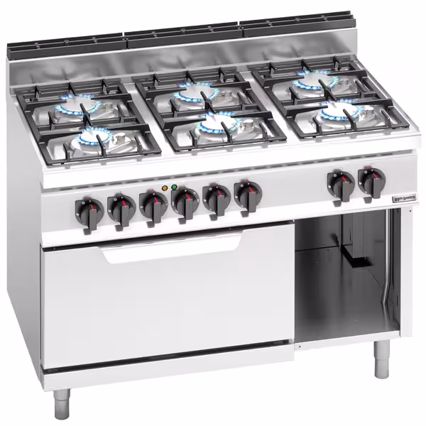 Gasherd - 33,5 kW - 6 Brenner - inkl. Elektrobackofen Statisch - 7,5 kW