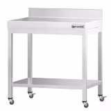 PREMIUM roestvrijstalen werktafel - 600x700mm - met onderstel, opstaande rand & wielen