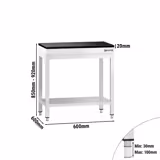 Stół roboczy centralny ze stali nierdzewnej PREMIUM - 600x600mm - z półką - z blatem granitowym