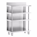 Table de travail de bar - Acier inoxydable - 800x400mm - avec 4 étagères