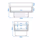 Vrieseiland - 1533x995mm - 260 liter - glazen schuifdeksel - zwart