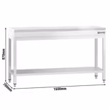 RVS slagerij werktafel PREMIUM - 1,6 m - werkplaat 40 mm