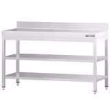 Edelstahl Arbeitstisch PREMIUM - 1500x800mm - mit Grundboden, Aufkantung & Zwischenboden