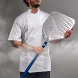 Łopata do pizzy - Kwadratowa - AZZURRA - Aluminium anodowane - 300x300mm - Długość:93cm - perforowana - niebieska