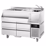 Barski- & Rashladni pult za pripremu pića - 1400x600 mm - 150 litara - Sa 4 ladice 1/4 & policama