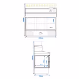 Banco pizza refrigerato PREMIUM - 1400x700mm - con 6 cassetti - piano in granito - con vetrina ingredienti refrigerata superiore LED - 6x GN 1/4