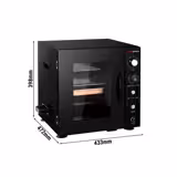 Mini Smoker Oven - Manual - with 2 Racks & Glass Door - 433x472mm - Black