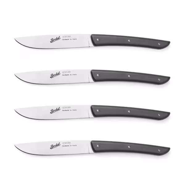 (4 pezzi) BERKEL | Coltello da bistecca - Nero - Lama: 110mm