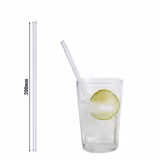 (50 uds) Pajitas de vidrio reutilizables - 200mm - ø10mm - rectas - transparente (claro) - incl. 1 nylon cepillo de limpieza