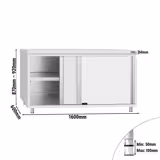 Mesa armario inox Flex ECO - 1600x600mm - con puertas correderas y con estante intermedio