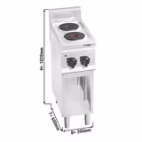 Electric Boiling Top - 4kW - 2 plates - with open base shelf