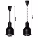 Lampa do podgrzewania potraw wisząca - 275W - Ø 175mm - stożkowa - regulowana wysokość - czarny mat