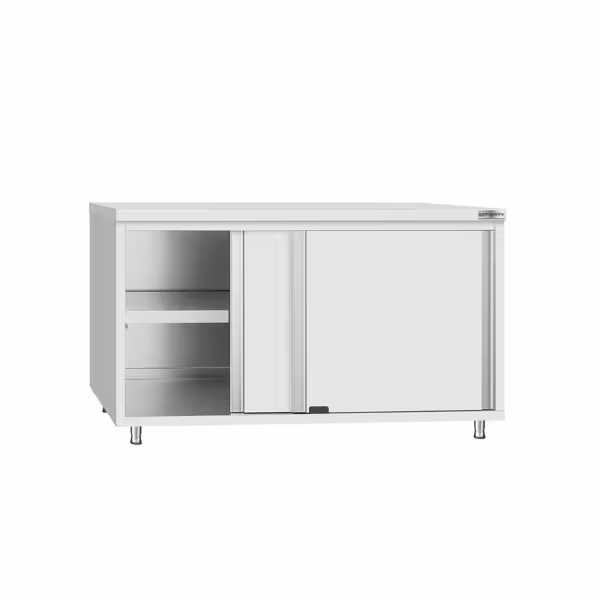 Paslanmaz Çelik Dolaplı Çalışma Tezgahı ECO -1400x600mm  - Sürgü Kapılı