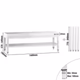 Masă inferioară din oțel inoxidabil PREMIUM - 1600x700 mm - cu poliță inferioară