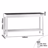 Table de travail inox PREMIUM - 1600 x 600 mm - avec tablette inférieure - incl. Plan de travail en Granit