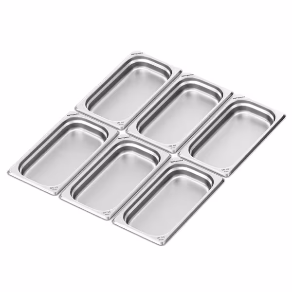 (6 Stück) Edelstahl-Behälter GN 1/3 - Höhe: 40mm