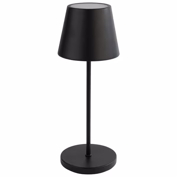 Lámpara de mesa LED - recargable - inalámbrica - MERLE - regulable en 3 niveles - 3 temperaturas de color - IP54 - autonomía 10h - Ø 110mm - Negro