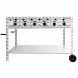 Commercial Gas Grill – 22,5 kW – 6 Burners – incl. Mobile Stand, Grill Grate & Tray