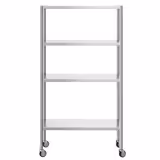 Estante em aço inoxidável PREMIUM - 1000x500mm - com 4 prateleiras (AJUSTÁVEL) - incl. 4 rodas
