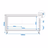 Armoire de travail en acier inoxydable PREMIUM - 1600 mm - avec passe-plat        