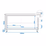 Edelstahl Arbeitsschrank PREMIUM - 1600x600mm - mit Glasschiebetür