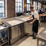 Commercial Pizza Prep Counter - Granite Top PREMIUM - 2300x700mm - with 5 doors