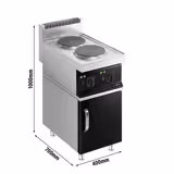 Elektrisch fornuis - 4,6 kW - 2x platen Rond - incl. onderstel met 1 deur