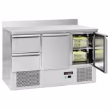 Koelwerkbank ECO - 1368x700mm - met 2 deuren - met 2 lades - opstand