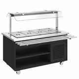 Buffet réfrigéré DANZIG - 1600mm - 4 bacs GN 1/1 - avec Glissière pour plateaux - Noir