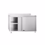 Mesa armario inox PREMIUM - 1200x700mm - con estante intermedio & con peto