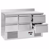 Koelwerkbank ECO - 1365x700mm - met 6 lades - met opstand - 368 liter