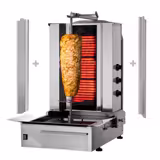 Macchina per Kebab Professionale Elettrico  - 3 bruciatori - max 40kg - Da banco - incl. 2 sportelli; 1 spiedo