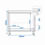 Edelstahl Arbeitsschrank PREMIUM - 1000x800mm - mit Schiebetür ohne Aufkantung