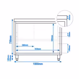 Tavolo armadiato passante in acciaio inox PREMIUM - 1000x700mm - con 4 porte scorrevoli su due lati