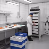 Halphűtőszekrény ECO - EN 600x400 - 600 l - akár -2…+8 °C - mit 1 ajtó - Statikus hűtés, automatikus leolvasztás, R290 - Fekete front