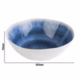 (6 unid) Saladeira - BLUE OCEAN - melamina - 3L - redonda - Ø 305mm - Profundidade: 90mm - Branco/Azul