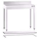 Nerezový pracovní stůl PREMIUM - 800x700 mm - se spodní policí & se zadním lemem & s mezipolicí & s vyztuženou pracovní deskou