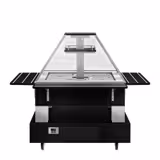 Refrigerated Salad Bar DUBLIN - 1700mm - with Refrigerated Well + Angled Glass Sneeze Guard - on Castors - for 4x GN 1/1 - Brown