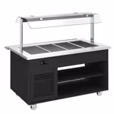 Banco per Buffet freddo DANZIG - 1600 mm - per 4x GN 1/1 - con scorrivassoio - nero