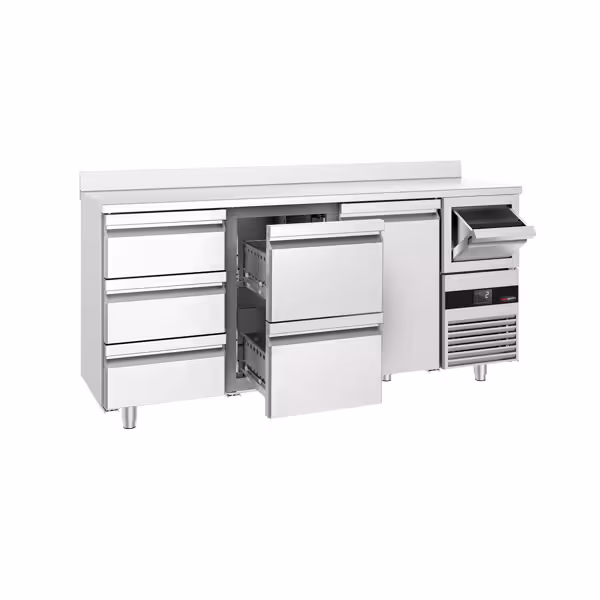 Barkylbänk PREMIUM - 2135x600 mm - 570 liter - 1 dörr, 5 lådor, skyddskant & kaffesumpstöt