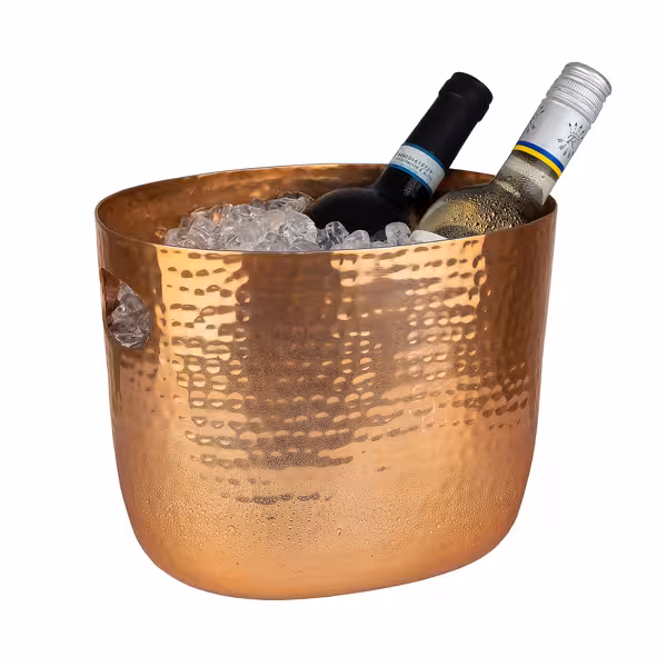 Wijn- en champagnekoeler - Aluminium - 3,9 liter - Ø 255mm - Hoogte:200mm - Koper - met handgrepen