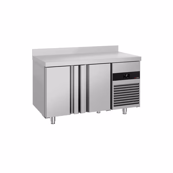 Mostrador refrigerado PREMIUM - 1400x700mm - de trabajo con alzatina - 2 puertas - GN 1/1 - refrigeración ventilada
